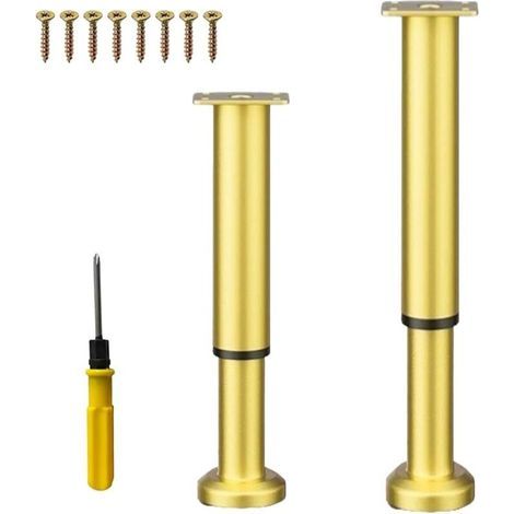 Ensemble de deux pieds de meubles en métal plaqué or, hauteur réglable de 40 à 70 cm, supportant une charge maximale de 400 kg. Convient aux meubles TV, canapés et chaises de bureau.