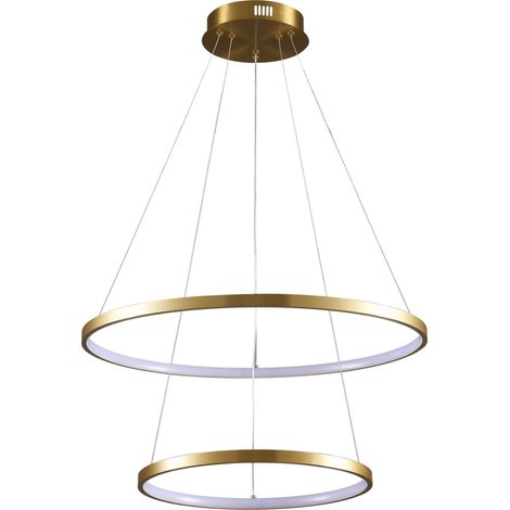 Lampada sospensione LED Polux Lea doppio anello oro 35W (1/5)