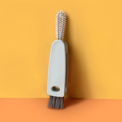 1 brosse de nettoyage de bouteille, nettoyeur de fente de couvercle de tasse de carotte mignon multifonctionnel 3 en 1, brosse d'écart pliable (gris) (1/2)