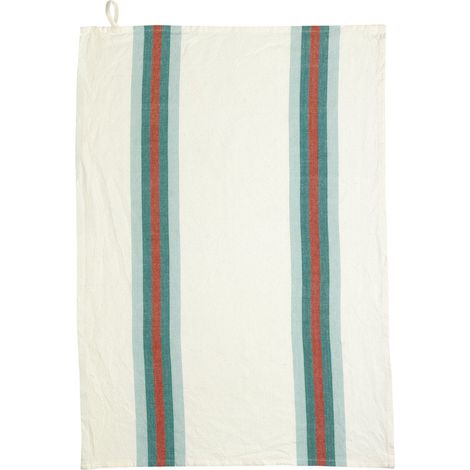 Torchon de cuisine recyclé Lave pour essuyage vert d'eau et naturel 50 x 70 cm - PANGIVO