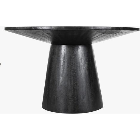 TOMMY - 130 Table à manger ronde en bois de manguier noir D130 cm (1/5)