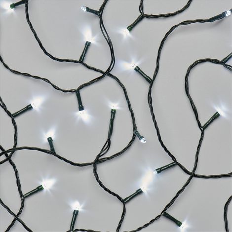 Guirlande lumineuse LED blanc froid pour l'intérieur et l'extérieur - 12 m de long - IP44 - Avec 120 LED + 5 m de câble et bloc d'alimentation - Fonction minuterie 6 heures - Pour fête, Noël (1/5)