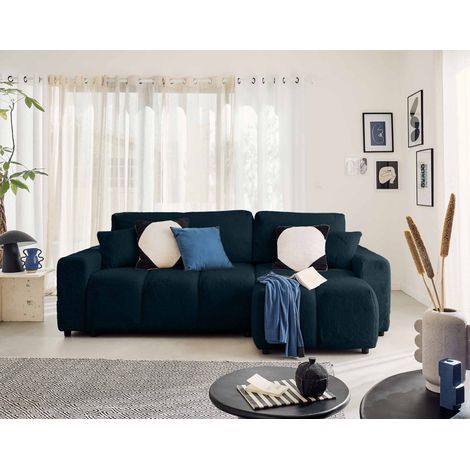 Crocus - beidseitig montierbar - 4 sitzplätze - schlaffunktion und bettkasten - aus kunstpelz - blau
