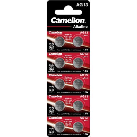 Blister de 10 piles Alc. 1.5V AG13/LR44/357 CAMELION (12051013)