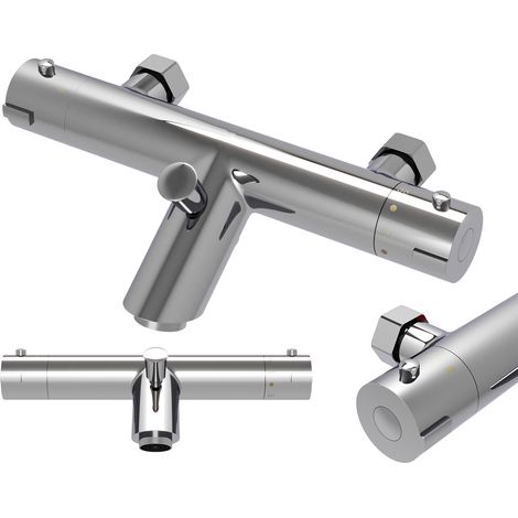Mitigeur Thermostatique Douche Argenté Robinet Salle de Bain Granitan Laiton 1 pièce (1/5)