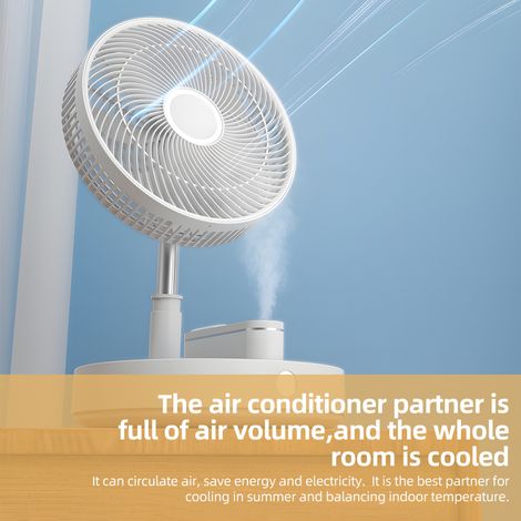 Ventilateur oscillant 30 cm – Télécommande, 10 800 mAh, hauteur réglable, 8 vitesses, silencieux, minuterie – Maison, chambre, voyages, bureau, tente (1/5)