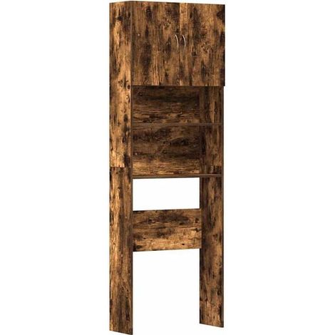 Meuble pour machine à laver en bois d'ingénierie chêne fumé (1/5)