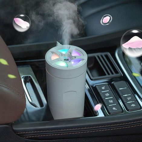 CCYKXA PC-Luftbefeuchter fürs Auto, 300 ml Wassertank, kleiner wiederaufladbarer Luftbefeuchter, kaltweißes Licht, für Zuhause und Hotel (Weiß)