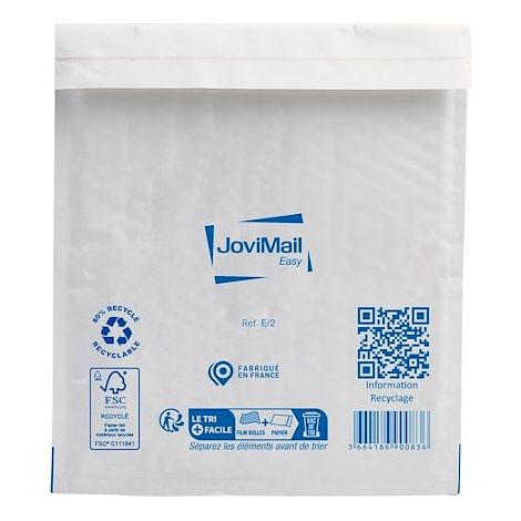 Pochette à bulles d'air kraft blanc 220 x 260 mm - Carton de 100