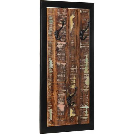 Porte-manteau mural gain de place pratique couloir 40 x 2 x 80 cm en bois de récupération multicolore
