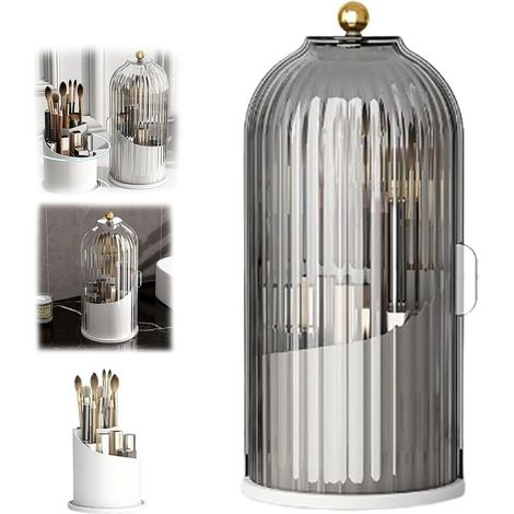 Zahnbürstenhalter, 360° drehbar, Schiebedeckel, ABS, staubdicht, Badezimmer (1/5)
