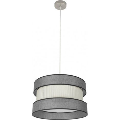 Colgante modelo HOME Niquel conpantalla gris-beis FABRILAMP