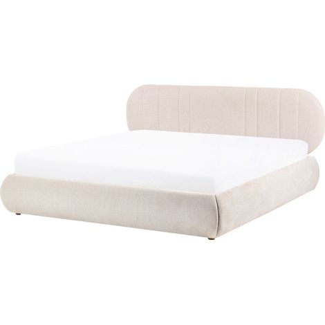 Ottoman Bed Light Beige Fabric EU Super King Size 6ft Tufted with Lift-Up Sprung Frame Storage CAMPAN (1/5)