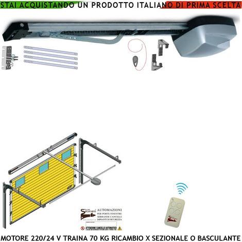 Motore 230/24 V da Soffitto Ricambio Automatismo x Porta Cler Basculante o Sezionale 70 Kg Radiocomando Binario 3 Metri Alluminio Estruso Sistema Autoreverse Sblocco Pattino di Traino Luce di Cortesia (1/5)