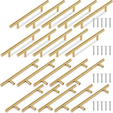 20pcs Poignée Meuble Dorée Poignée de Meuble Cuisine 128mm Poignee Laiton Poignée Tiroir Laiton Poignee Cuisine en Acier Inoxydable