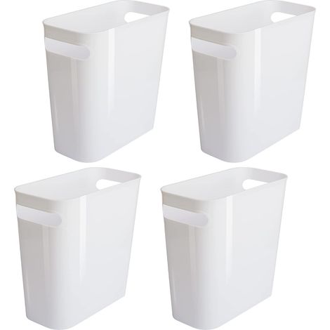Lot 4 petites poubelles plastique, 5,7 L, blanches, idéales salle de bain, chambre. (1/5)
