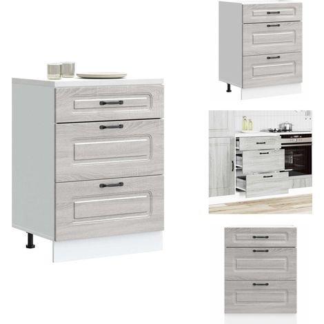 Armoire de cuisine Kalmar sonoma gris bois d'ingénierie - Armoire De Cuisine - Armoires De Cuisine - Meuble D'évier - Meuble D'évier De Cuisine (1/5)