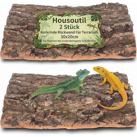 Terrarium Cork Plate, Tree Bark for Reptiles, Gecko, Climbing Wall, Turtles Spider Background Decoration (1/4)