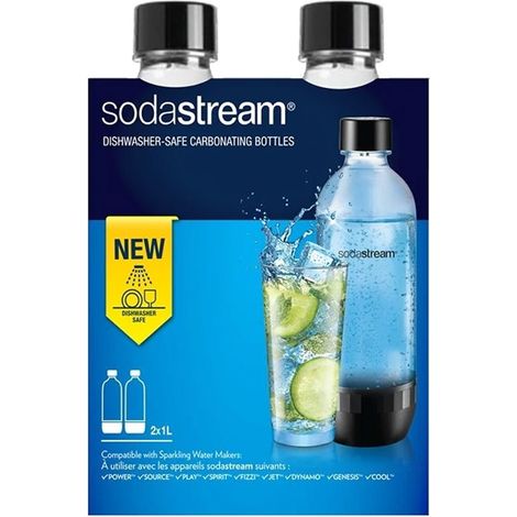 Bouteilles d'eau gazeuse SodaStream DuoPack 1L - Lot de 2