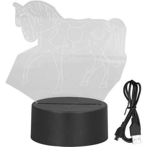 LED 3D Cheval à 7 couleurs avec interrupteur tactile (1/4)