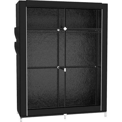Armario de Tela, Portátil Ropa Organizador Closet Guardarropa, con Compartimentos y Varillas, Plegable, Negro 108x45x170cm (1/5)