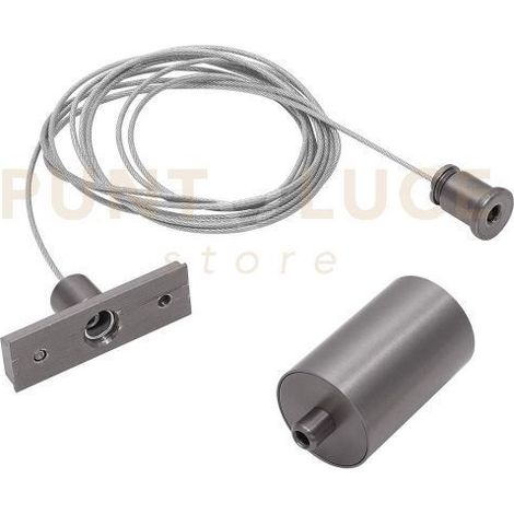 GBIS14 KIT SOSPENSIONE PER BINARIO 48V "GBIN" CON ROSONE A SOFFITTO NICKEL SCURO