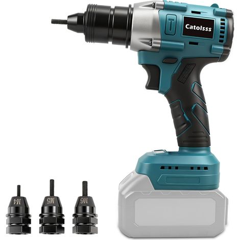 Pince à riveter sans fil compatible avec 18 V, outil de rivetage électrique sans balais avec trois modes, pour rivets M4/5/6, chantiers de construction, réparations automobiles et bricolage (1/5)