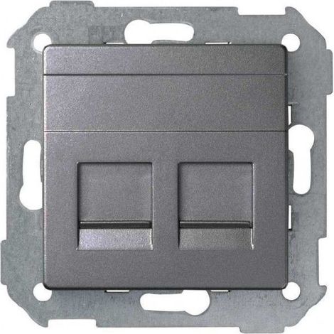 Simon 82 Concept  Placa v&d universal plana c/g polvo 2 RJ45 titanio SIMON 8200006-096