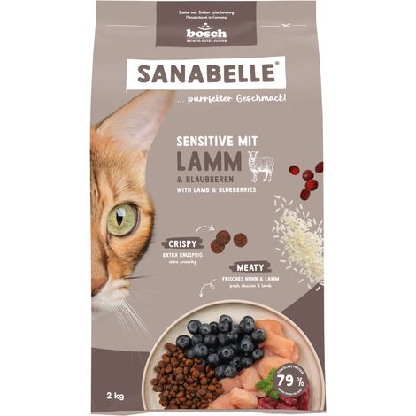 Sanabelle Katzentrockenfutter Adult Sensitive mit Lamm für ernährungssensible Katzen 2 kg