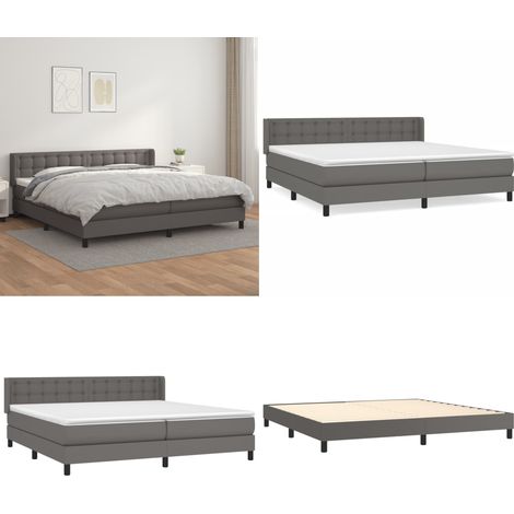 Boxspringbett mit Matratze Grau 200x200 cm Kunstleder - Boxspringbett - Doppelbett - Bettrahmen - Kunstlederbett - Graues Bett - Home & Living (1/5)