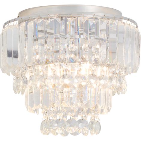 Litecraft Mimas Ceiling Light Crystal Effect Prism LED Flush - Polished Chrome (1/5)