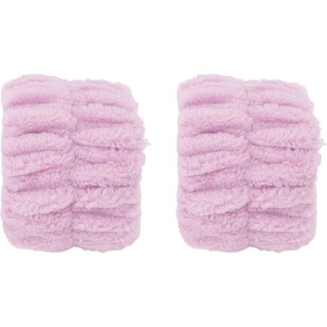 Bandeaux de poignets lavage visage, lot de 2, absorption d'eau renforcée, doux et délicat, couleur unie violet, serviettes de poignet femme, usage maison et voyage. (1/5)