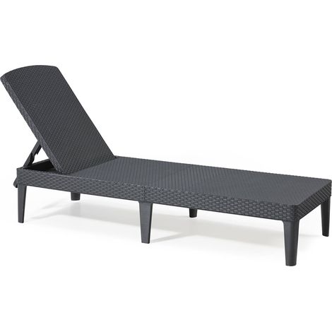 Dmora Sonnenliege Marsicana 58x188x29h cm Anthrazit Schwarz, Belastbar bis 110 kg, Sitzhöhe 29 cm, Gartenliege