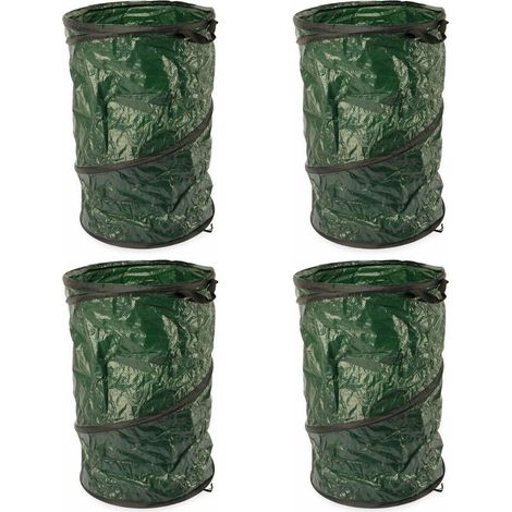 Pack de 4 Sacs à Déchets Verts 120L Sac Pliable Compost Gravat Poignées Poubelle Tri Plastique Nettoyage Jardin (1/5)