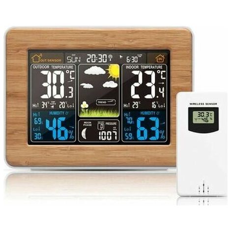 VURAHOME - Station Météo sans Fil avec Baromètre/Météo à Prévision/Alerte, Écran Couleur Horloge Multifonction Intérieure/Extérieure Thermomètre Hygromètre (1/5)