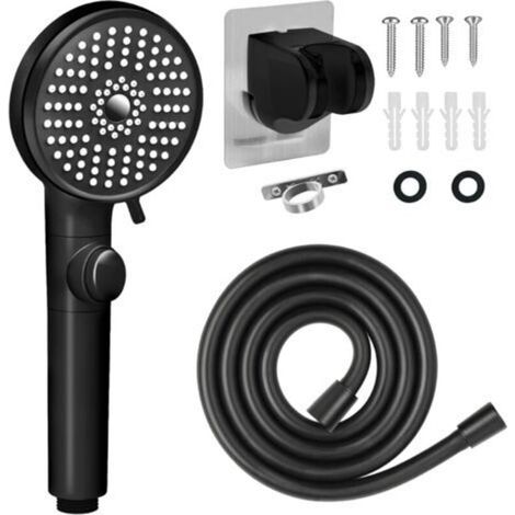 Replacement High Pressure 5-Mode Shower Head, Water Saving for RV, Caravan, Holder and Hose, Black (1/5)