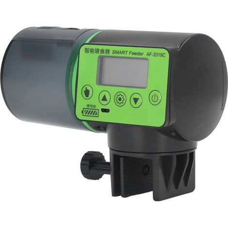 Distributeur automatique de nourriture pour poissons, rechargeable, silencieux et sûr, avec minuterie et capacité de 200 ml. (1/5)