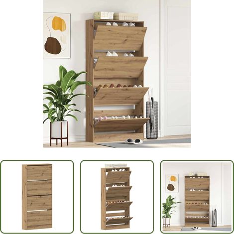 vidaXL Schuhschrank Wohnzimmer - Schuhschrank Artisan-Eiche 80 x 21 x 163,5 cm Holzwerkstoff (1/5)