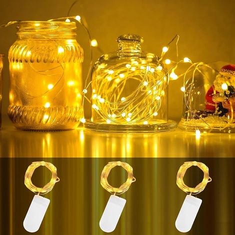 CNMTCCO Lichterkette, Set mit 3 Lichterketten à 2 m mit 20 LEDs, batteriebetrieben, ideal für Weihnachten, Valentinstag, Hochzeiten und Partys. (1/5)
