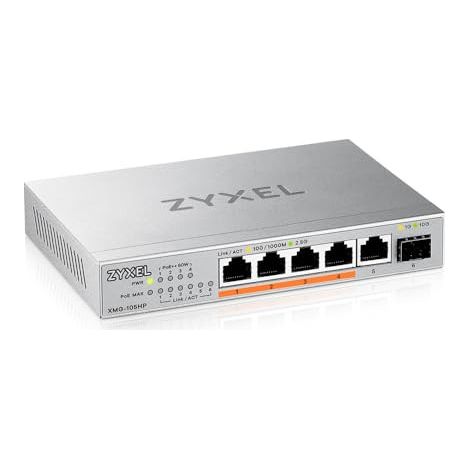 Zyxel XMG-105HP Switch di Rete non Gestito 2.5G Ethernet Supporto Power over Ethernet Argento (1/4)