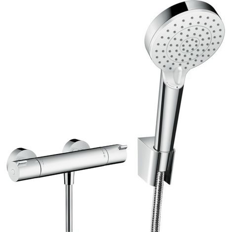 Hansgrohe Ecostat 1001 CL Pack Mitigeur Thermostatique douche + Set Crometta Porter’S Douchette Vario / 1,25m (13211000-Vario) (1/5)