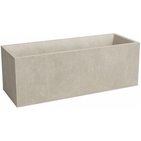 Jardinière Sydney 98 L en plastique crème – Rectangulaire 99.5x39.5x43 cm – Pour massifs fleuris ou potagers urbains – Artevasi (1/2)