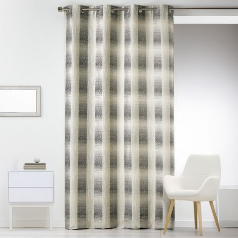 Rideau en Jacquard - Effet Quadrillé Gris clair 140x260 cm