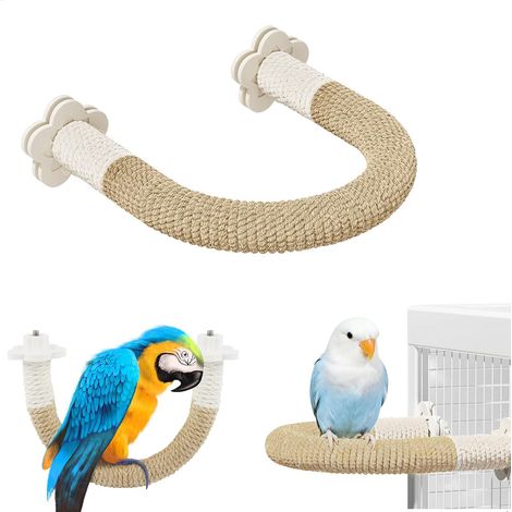 Accessoires pour cages à oiseaux, perchoirs en corde de chanvre adaptés aux oiseaux de petite et moyenne taille (perroquets, perruches ondulées, pinsons) (1/5)