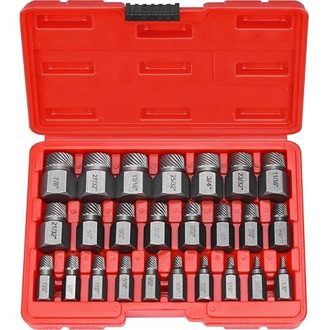 Set de 25 Extracteurs de Vis Cassée, Extracteur de Goujon Boulon, Set D'extracteurs de Vis Gauche pour Enlever Les Boulons Cassés (1/5)
