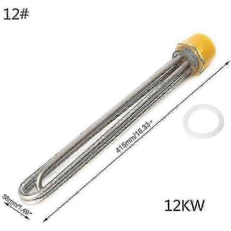 Élément chauffant électrique en acier inoxydable DN40, adapté aux réservoirs d'eau, aux chaudières et aux chauffe-eau - disponible en puissances de 3 kW, 6 kW, 9 kW et 12 kW. (1/5)