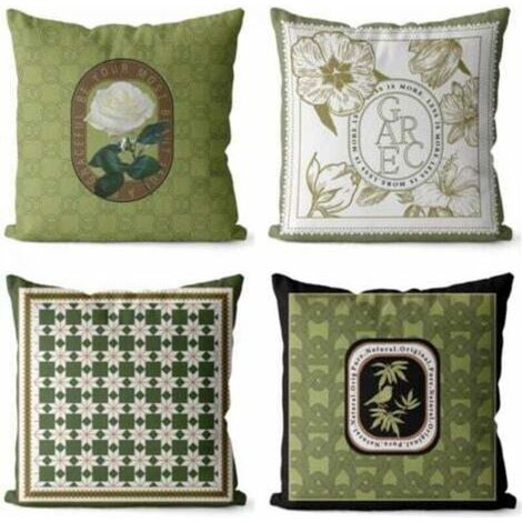 Lot de 4 45x45 Housses de Coussin Taie d'oreiller Décoratif Canapé pour Chambre, Canapé, Chaise, Lit,Jardin (Vintage vert)