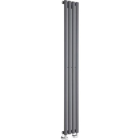 Single Tall Vertical Oval Panel Radiator Anthracite 1800mm High 236mm Wide