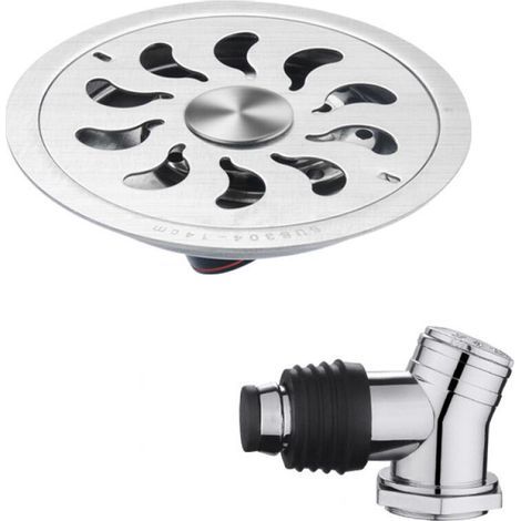 Round stainless steel floor drain, odor insulation, suitable for protecting shower floor drains, kitchen drains, 14 cm. (1/5)