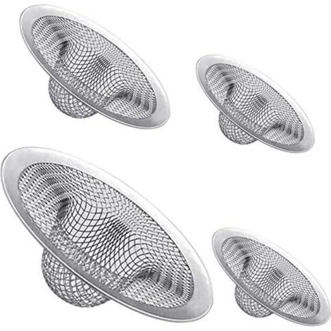 Set aus 4 robusten Edelstahl-Spülbeckensieben, kompatibel mit den meisten 4,5-Zoll-Küchenspülen, 2,5-Zoll-Badezimmerwaschbecken und Duschwaschbecken. (1/4)
